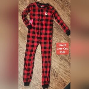 Lazy One Kids Red and Black Checkered Footie